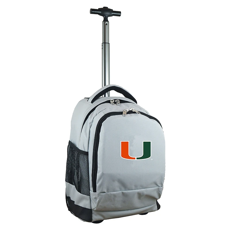 Gray Miami Hurricanes 19'' Premium Wheeled Backpack