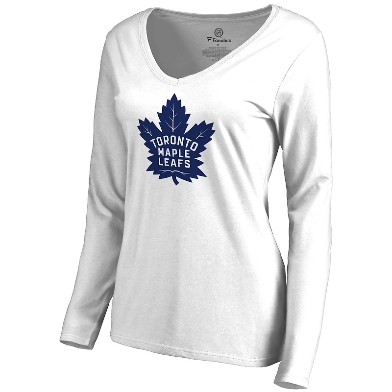 Women's White Toronto Maple Leafs Primary Logo Long Sleeve T-Shirt
