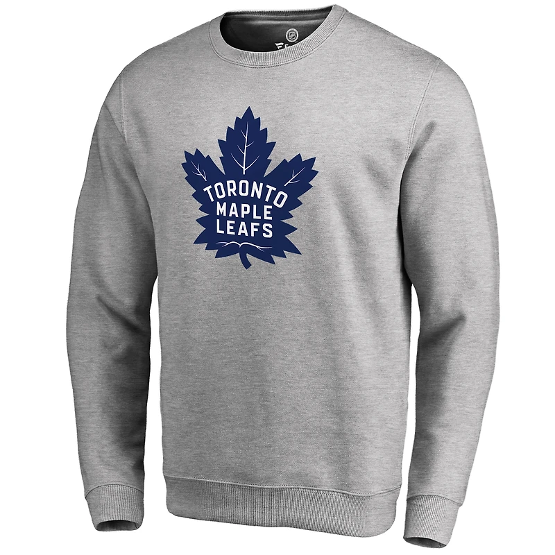 Men's Ash Toronto Maple Leafs Primary Logo 2 Pullover Sweatshirt