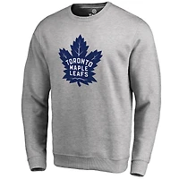 Men's Ash Toronto Maple Leafs Primary Logo 2 Pullover Sweatshirt