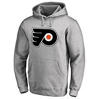 Men's Heather Gray Philadelphia Flyers Primary Team Logo Fleece Fitted Pullover Hoodie
