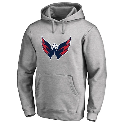 Men's Heather Gray Washington Capitals Primary Logo Pullover Hoodie II