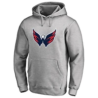 Men's Heather Gray Washington Capitals Primary Logo Pullover Hoodie II
