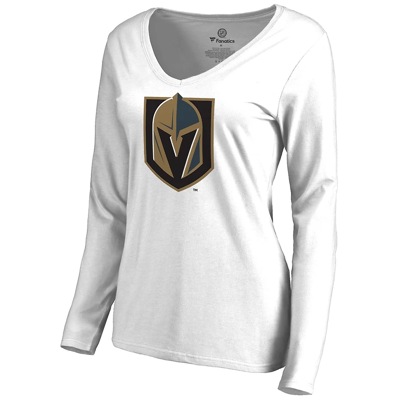 Women's White Vegas Golden Knights Primary Team Logo Long Sleeve T-Shirt