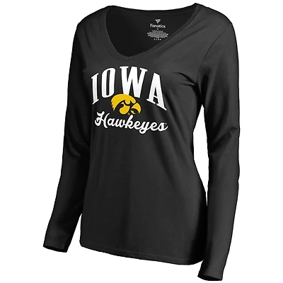 Women's Black Iowa Hawkeyes Victory Script Long Sleeve T-Shirt