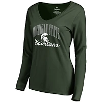 Women's Green Michigan State Spartans Victory Script Long Sleeve T-Shirt