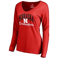 Women's Scarlet Nebraska Huskers Victory Script Long Sleeve T-Shirt