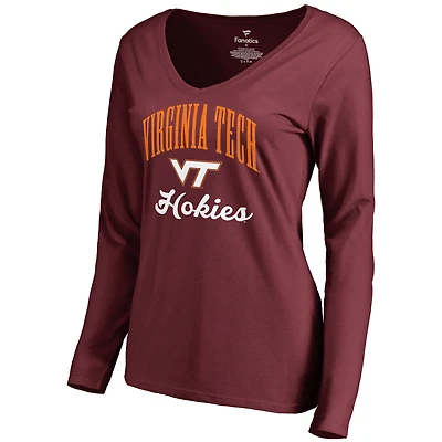 Women's Maroon Virginia Tech Hokies Victory Script Long Sleeve T-Shirt