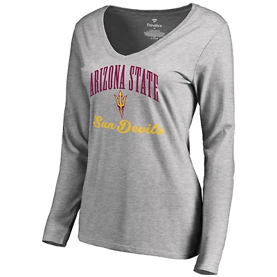 Women's Ash Arizona State Sun Devils Victory Script Long Sleeve T-Shirt