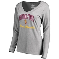 Women's Ash Arizona State Sun Devils Victory Script Long Sleeve T-Shirt