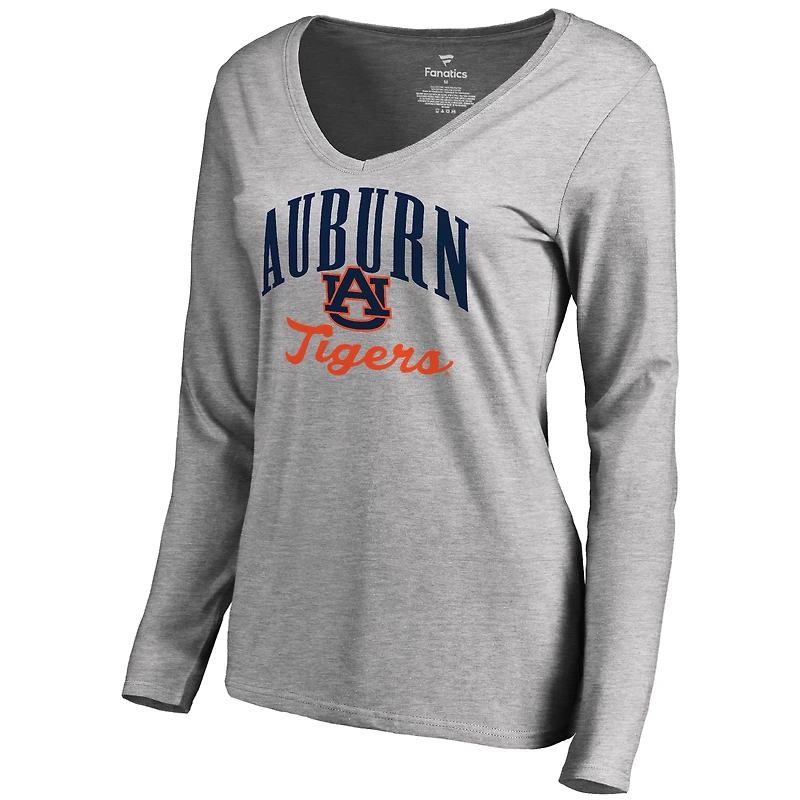 Women's Ash Auburn Tigers Victory Script Long Sleeve T-Shirt
