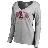 Women's Ash Florida State Seminoles Victory Script Long Sleeve T-Shirt