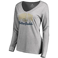Women's Ash Georgia Tech Yellow Jackets Victory Script Long Sleeve T-Shirt