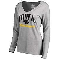 Women's Ash Iowa Hawkeyes Victory Script Long Sleeve T-Shirt
