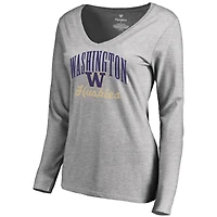 Women's Ash Washington Huskies Victory Script Long Sleeve T-Shirt