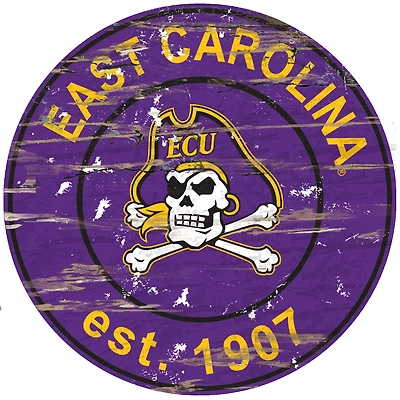 ECU Pirates 23.5" Distressed Round Sign