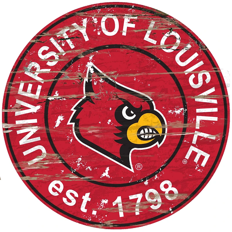 Louisville Cardinals 23.5" Distressed Round Sign