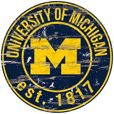 Michigan Wolverines 23.5" Distressed Round Sign