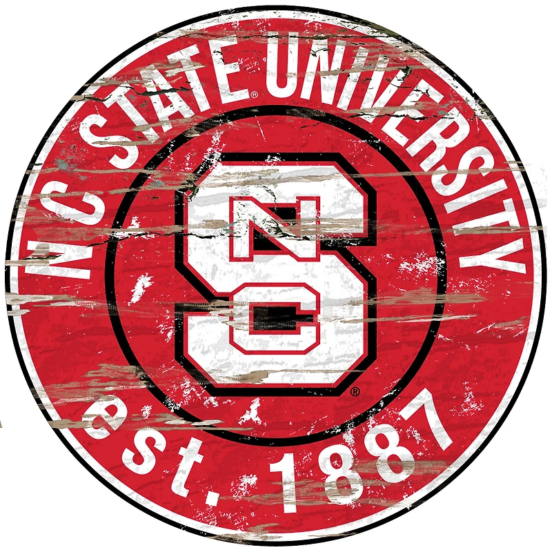 NC State Wolfpack 23.5" Distressed Round Sign