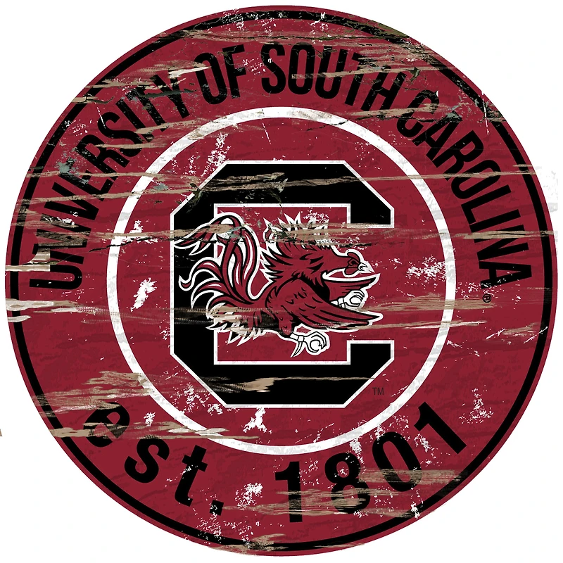 South Carolina Gamecocks 23.5" Distressed Round Sign