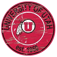 Utah Utes 23.5" Distressed Round Sign