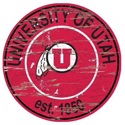 Utah Utes 23.5" Distressed Round Sign