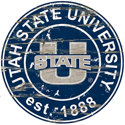 Utah State Aggies 23.5" Distressed Round Sign
