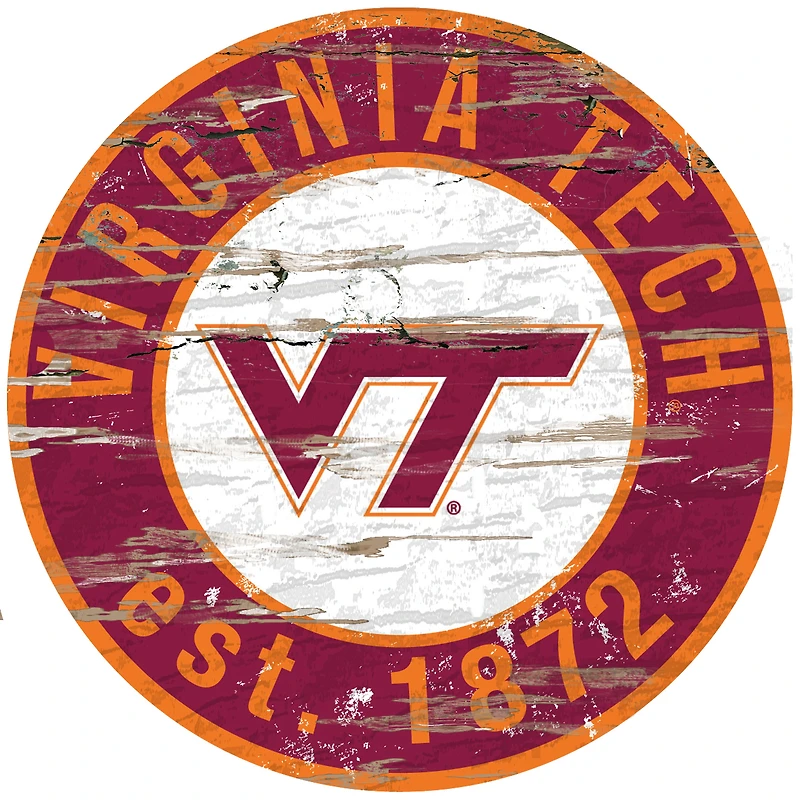 Virginia Tech Hokies 23.5" Distressed Round Sign