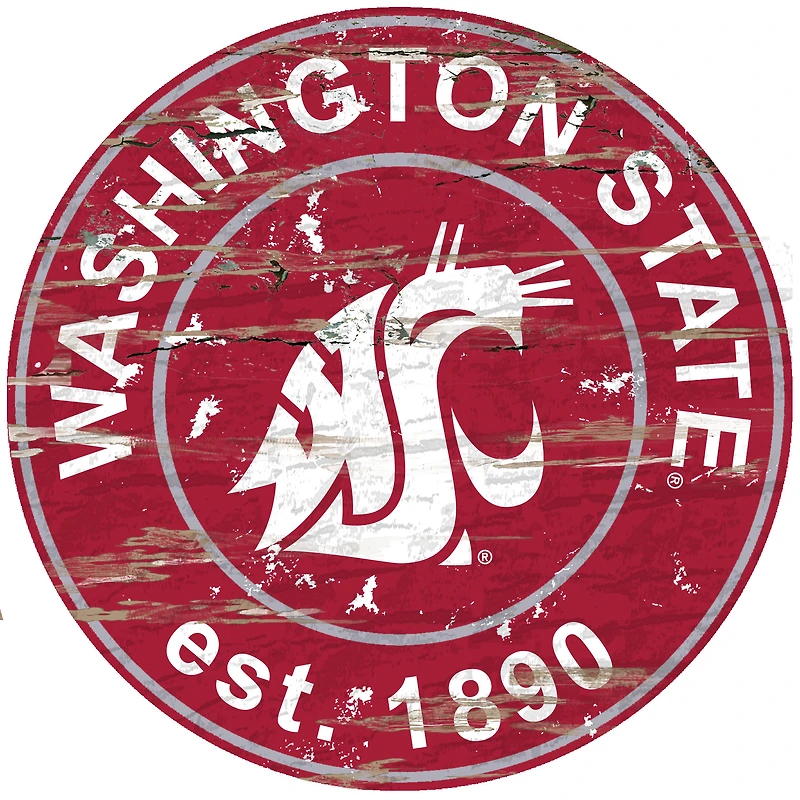 Washington State Cougars 23.5" Distressed Round Sign