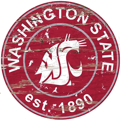 Washington State Cougars 23.5" Distressed Round Sign