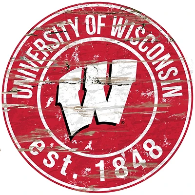 Wisconsin Badgers 23.5" Distressed Round Sign