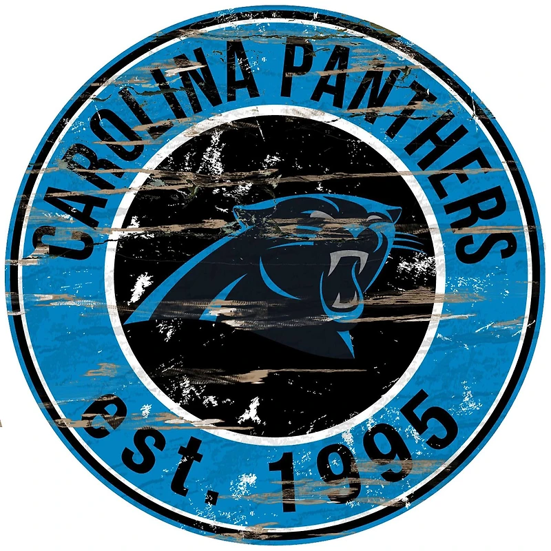 Carolina Panthers 23.5" Distressed Round Sign