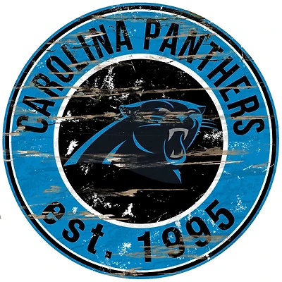 Carolina Panthers 23.5" Distressed Round Sign