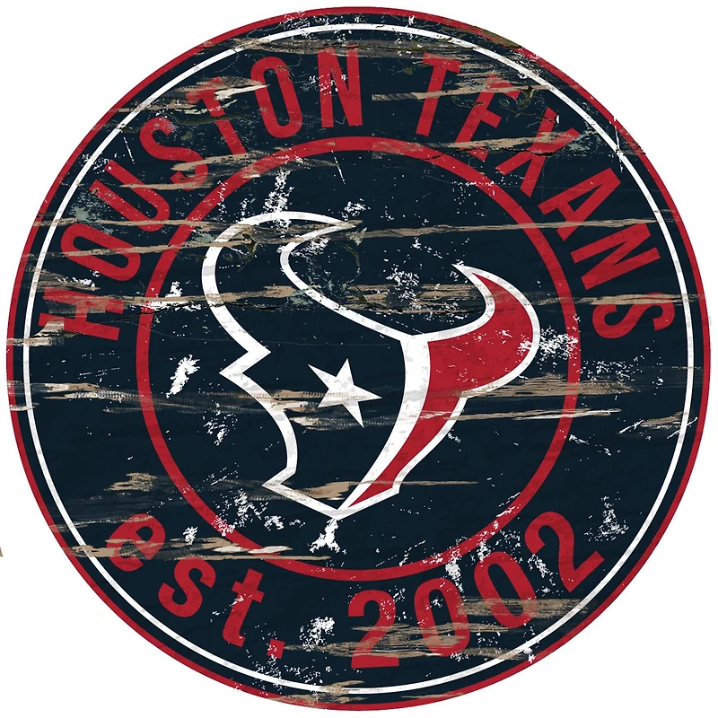 Houston Texans 23.5" Distressed Round Sign