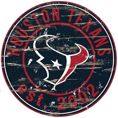 Houston Texans 23.5" Distressed Round Sign