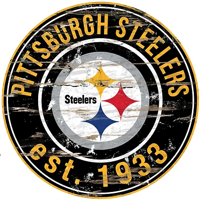 Pittsburgh Steelers 23.5" Distressed Round Sign