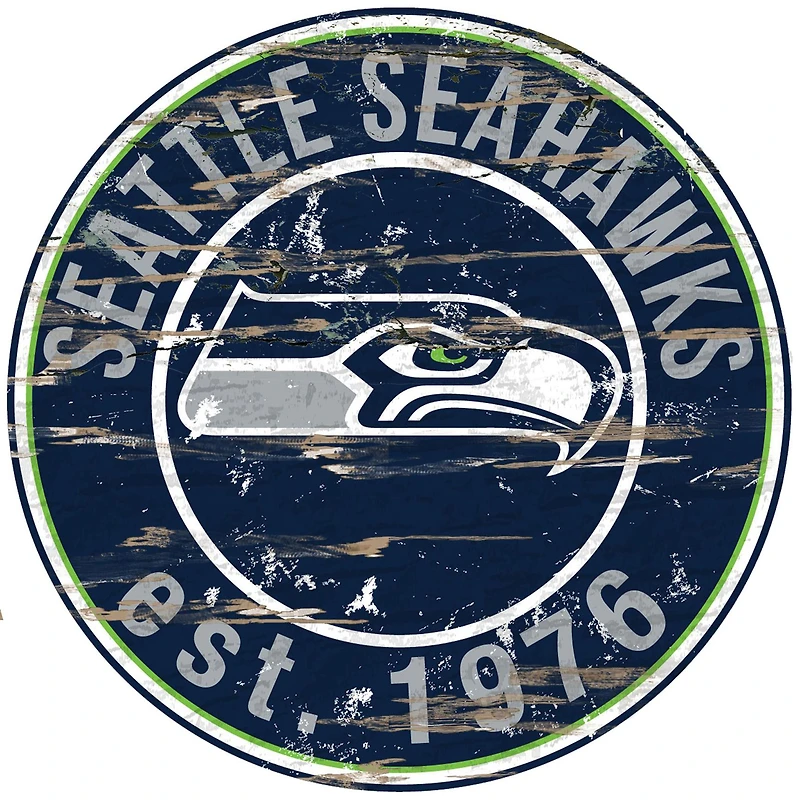Seattle Seahawks 23.5" Distressed Round Sign