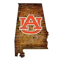 Auburn Tigers 23.5" x 23.5" Distressed State with Logo Sign