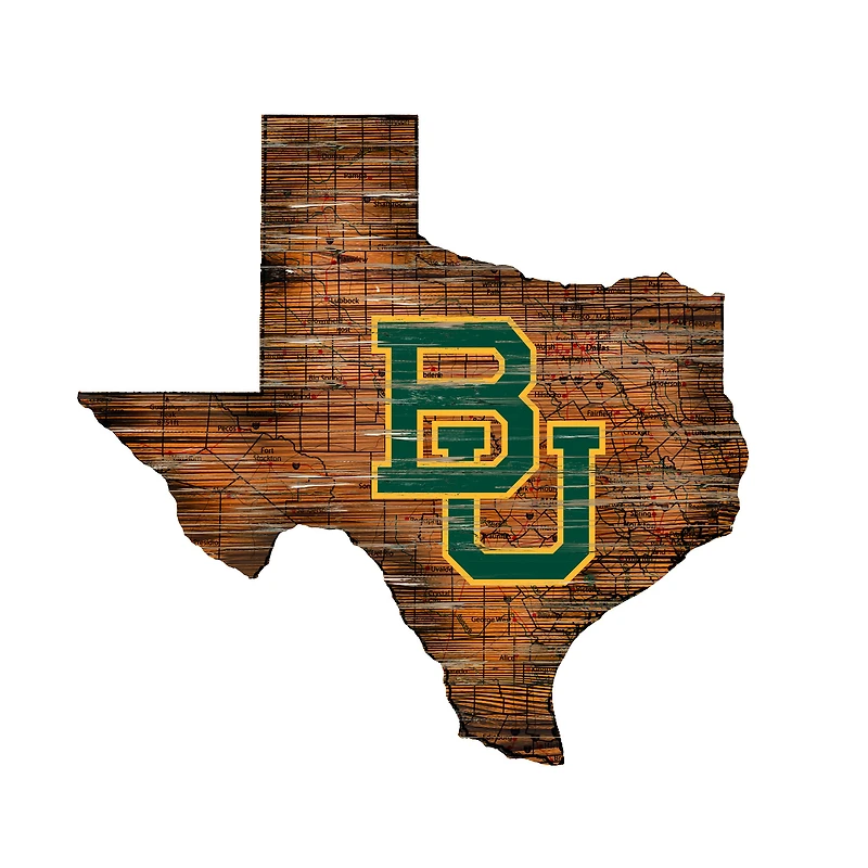 Baylor Bears 23.5" x 23.5" Distressed State with Logo Sign