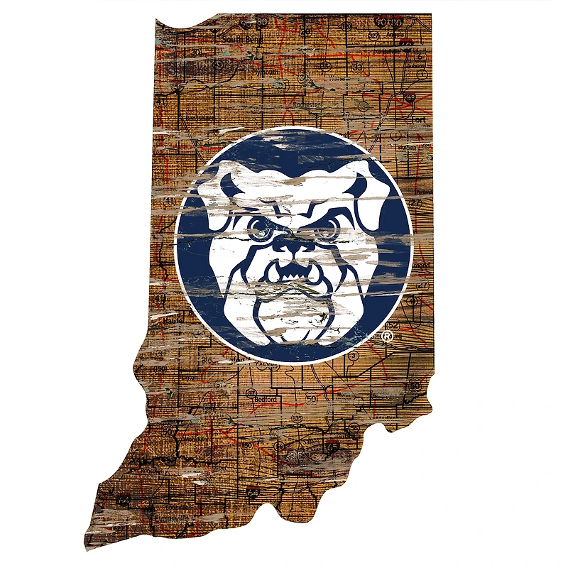 Butler Bulldogs 23.5" x 23.5" Distressed State with Logo Sign