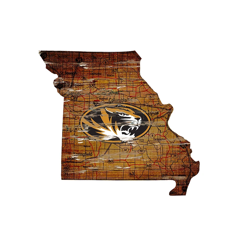 Missouri Tigers 23.5" x 23.5" Distressed State with Logo Sign