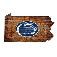 Penn State Nittany Lions 23.5" x 23.5" Distressed State with Logo Sign
