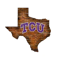 TCU Horned Frogs 23.5" x 23.5" Distressed State with Logo Sign
