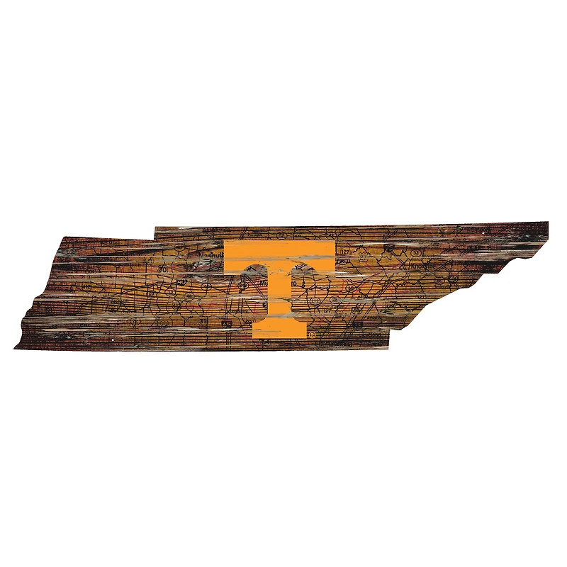 Tennessee Volunteers 23.5" x 23.5" Distressed State with Logo Sign
