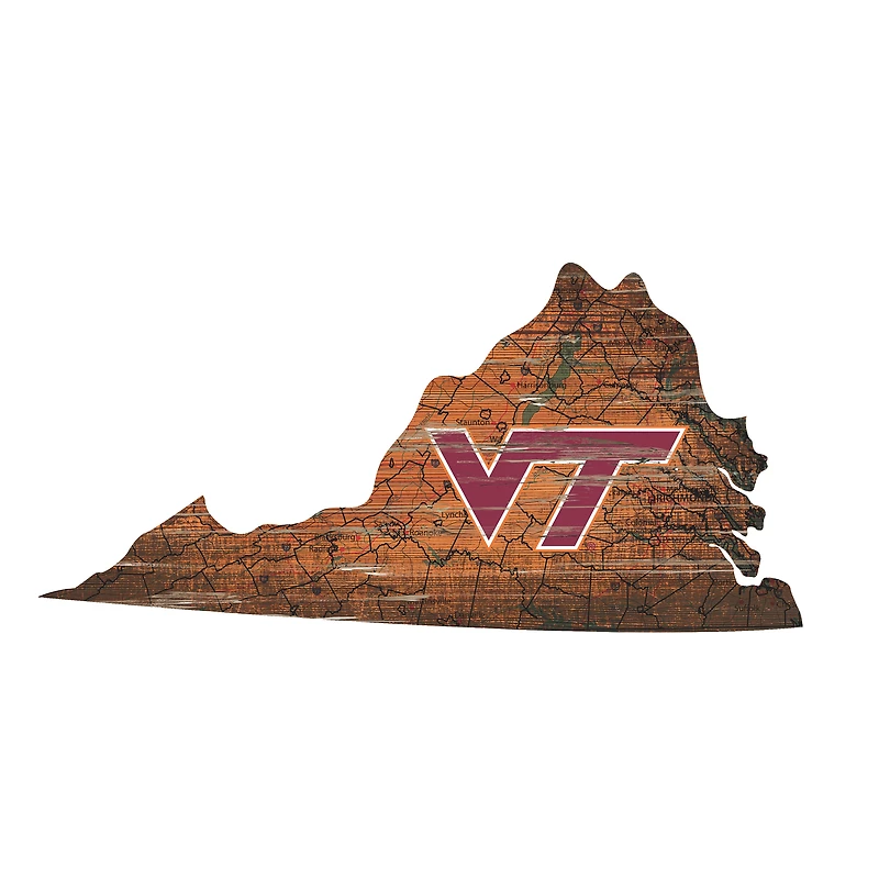 Virginia Tech Hokies 23.5" x 23.5" Distressed State with Logo Sign