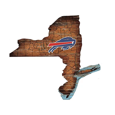 Buffalo Bills 23.5" x 23.5" Distressed State with Logo Sign