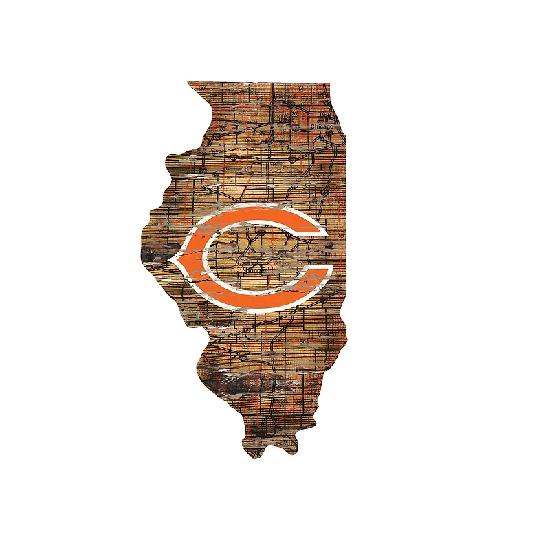 Chicago Bears 23.5" x 23.5" Distressed State with Logo Sign