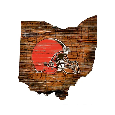 Cleveland Browns 23.5" x 23.5" Distressed State with Logo Sign