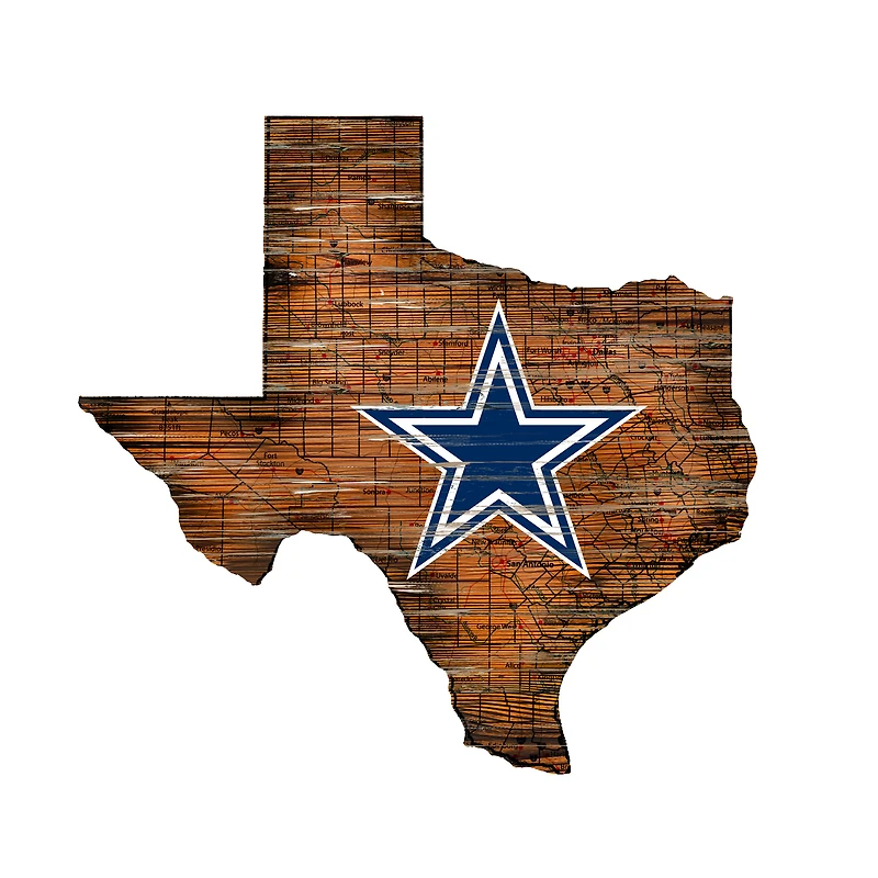 Dallas Cowboys 23.5" x 23.5" Distressed State with Logo Sign