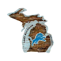Detroit Lions 23.5" x 23.5" Distressed State with Logo Sign